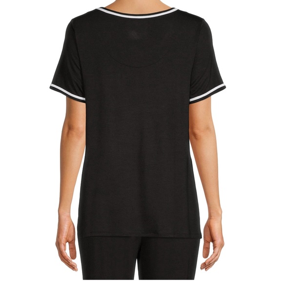 SECRET TREASURES Stretchy Black with White Trim Top - Picture 4 of 9